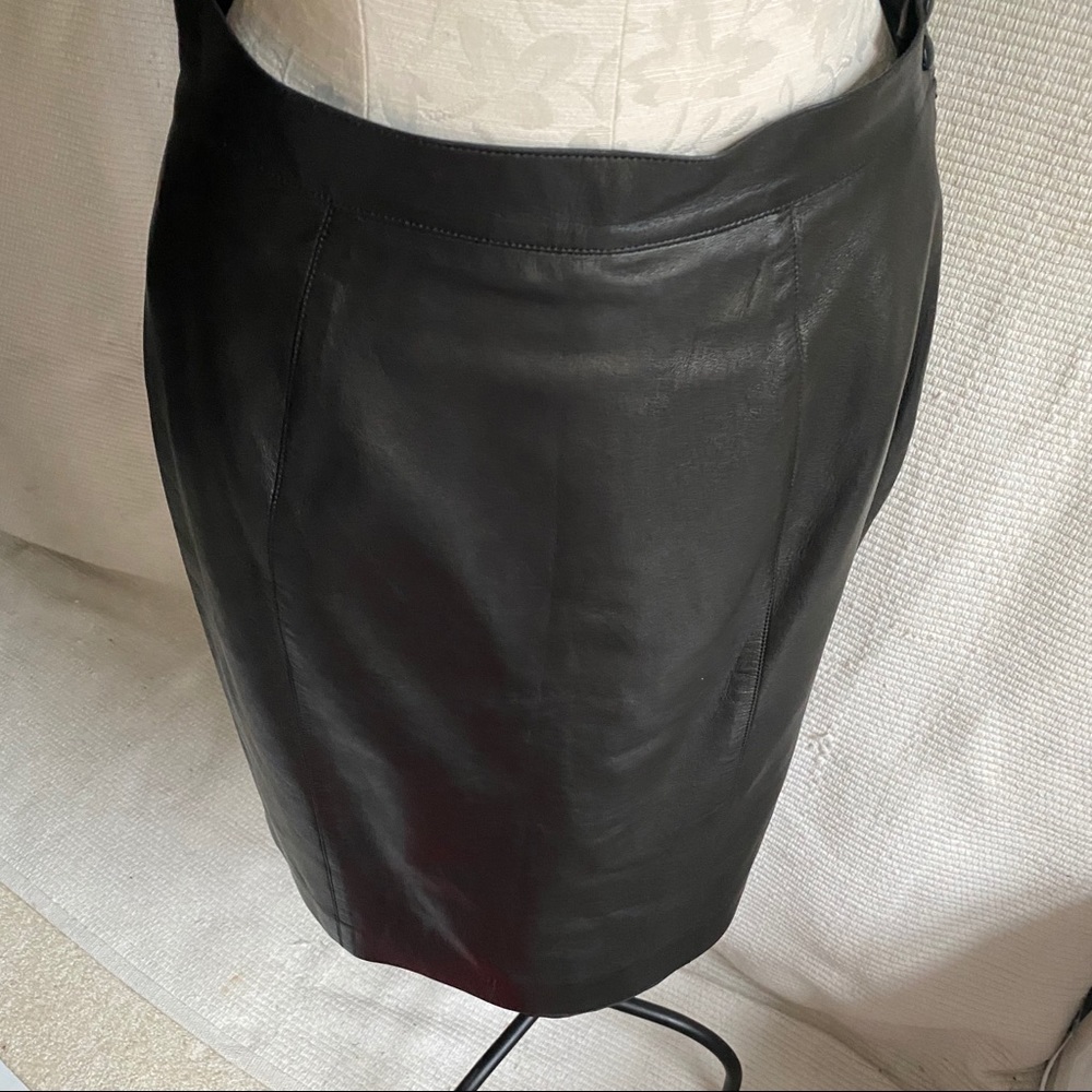 Thierry Mugler 8 Vintage 90s Leather Pencil Skirt - Picture 4 of 16